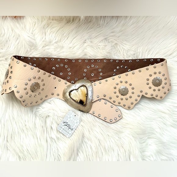 Free People Wildheart Studded Leather Belt Size M/L - Picture 5 of 15
